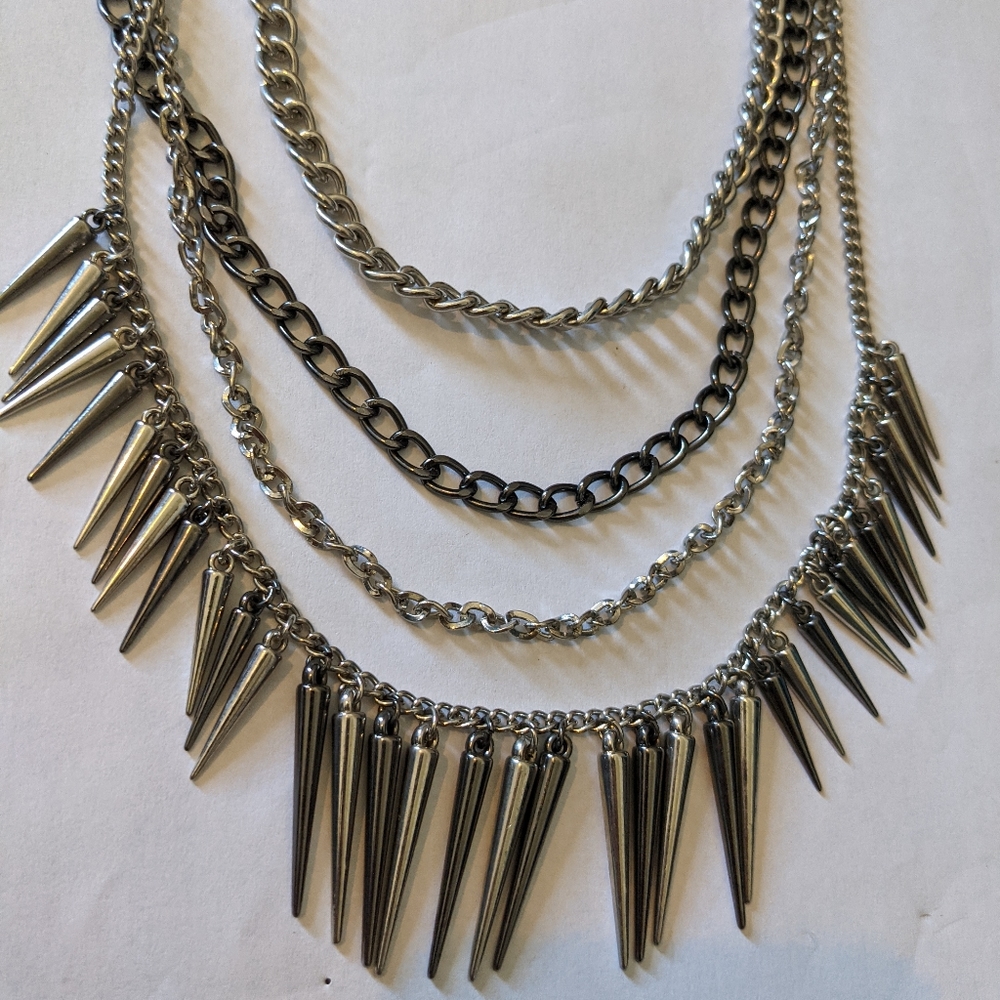Punk spike layered necklace